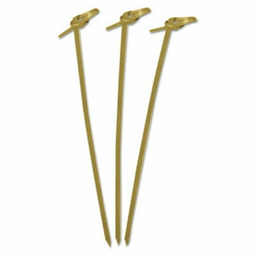 Pack of 100 CiboWares 3.5 Bamboo Picks with Striped Yellow Ball End Pack of 100 CiboWares 3.5 Bamboo Picks with Striped Yellow Ball End